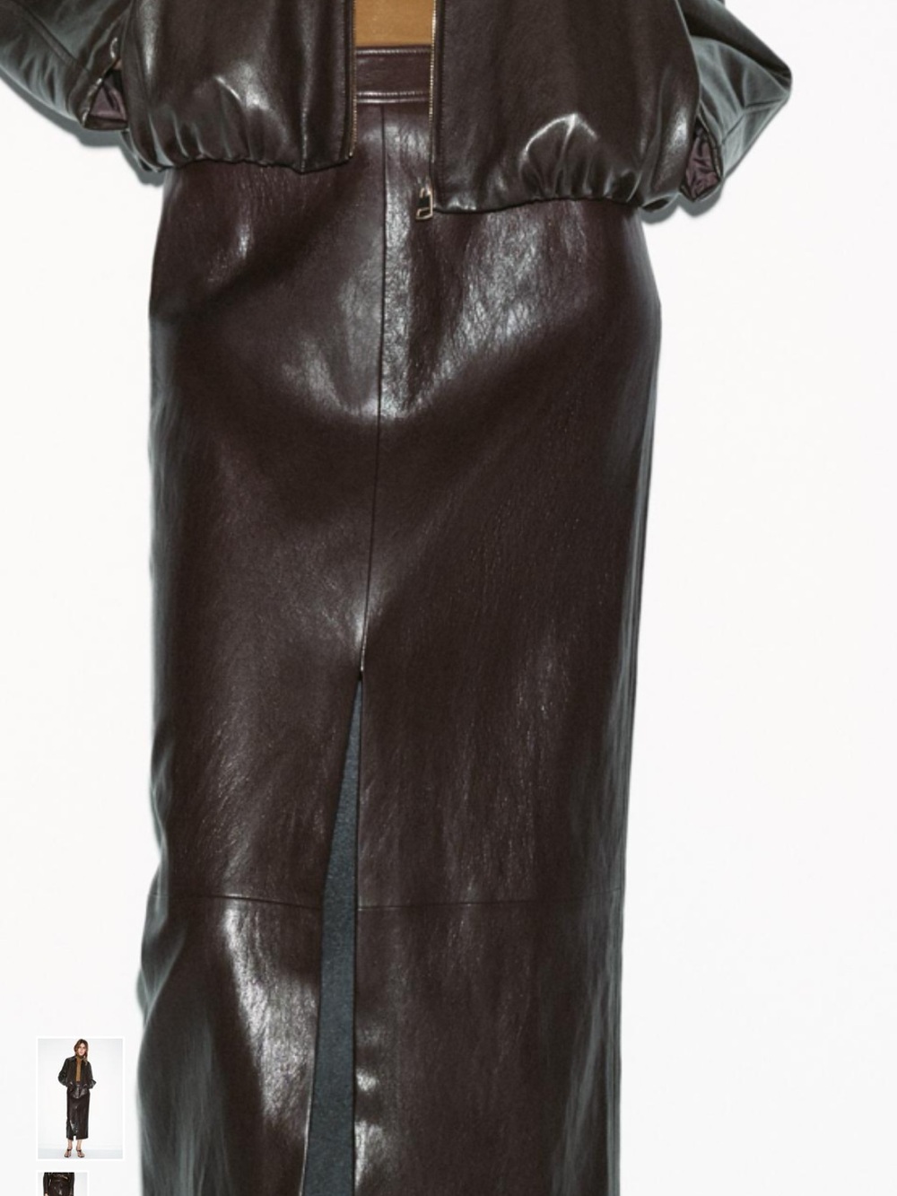 Zara NWT Faux Leather Midi Pencil Skirt in Black